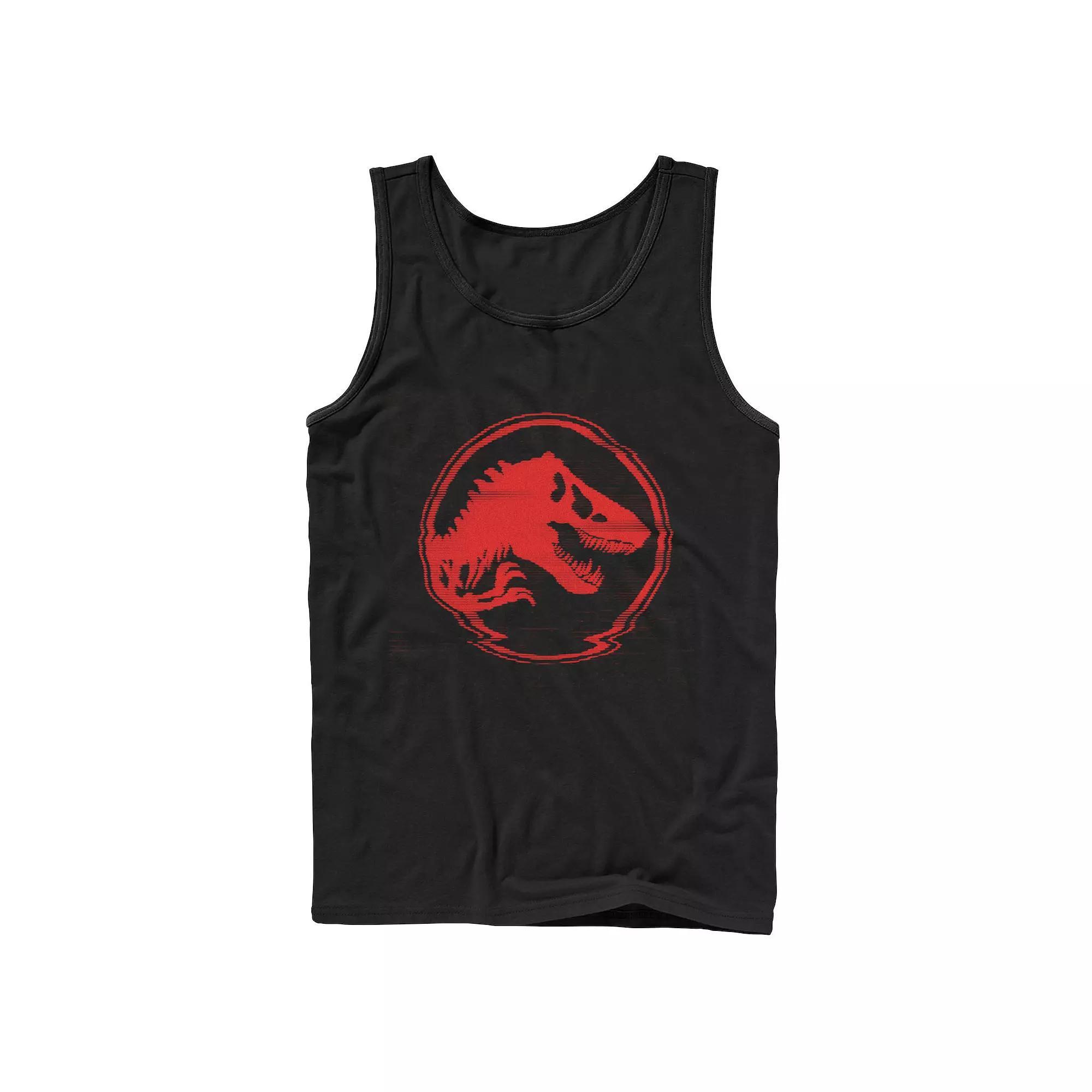 Men's Jurassic Park Beige Flat Movie Logo Tank Top, Size: XL, Black Product Image