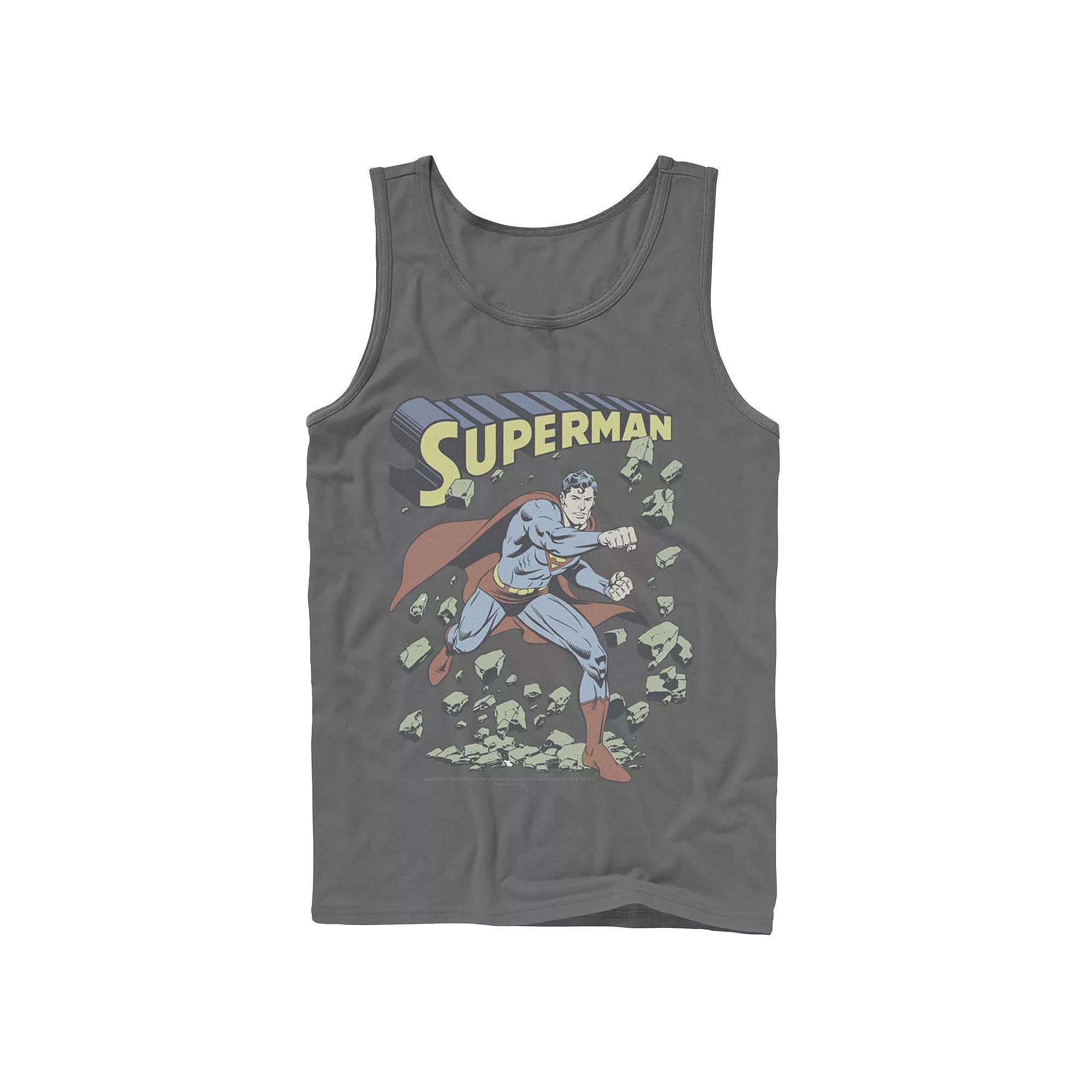 Men's DC Comics Superman Smash Rocks Vintage Poster Tank Top,  Product Image