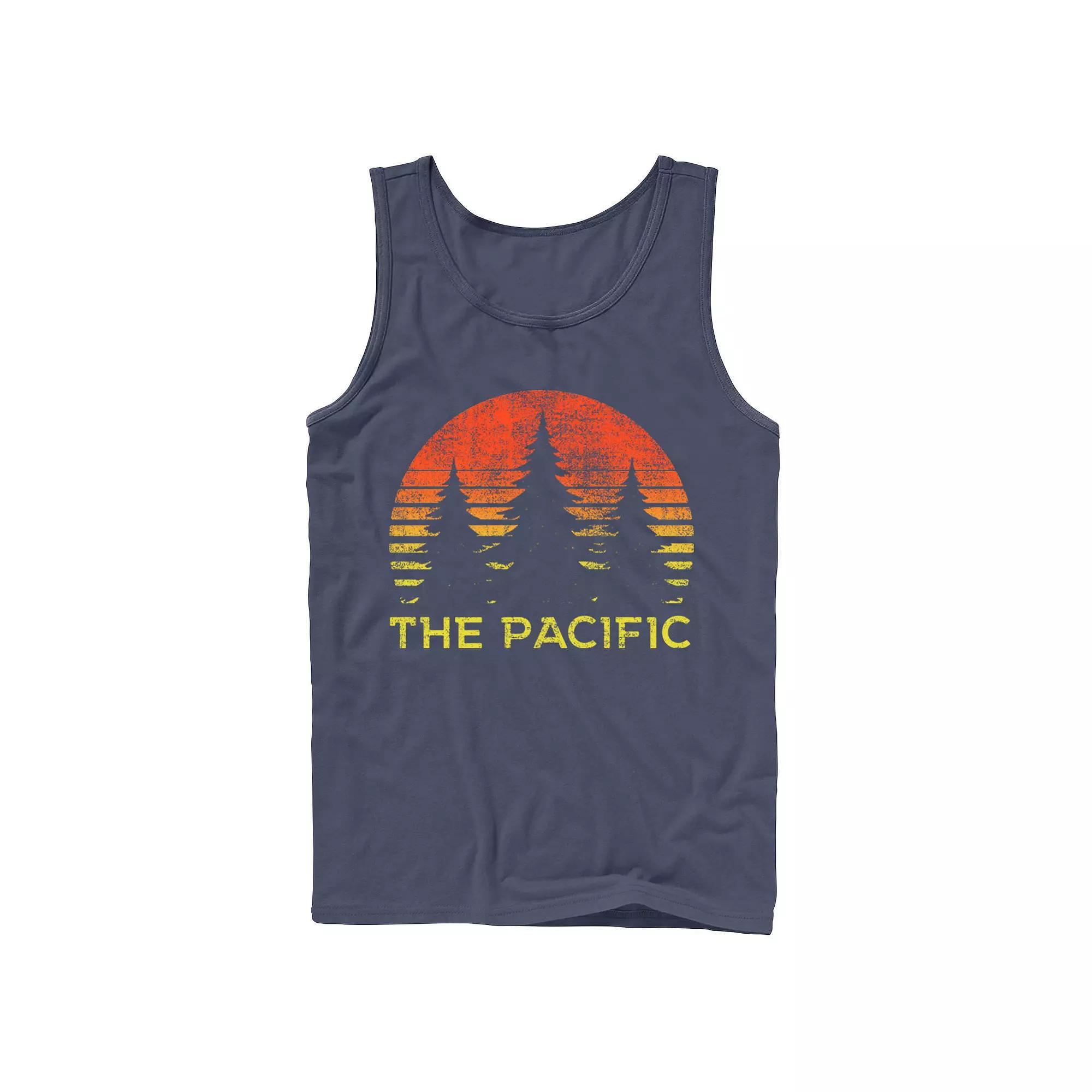 Men's The Pacific Trees Sunset Circle Sketch Tank Top,  Product Image