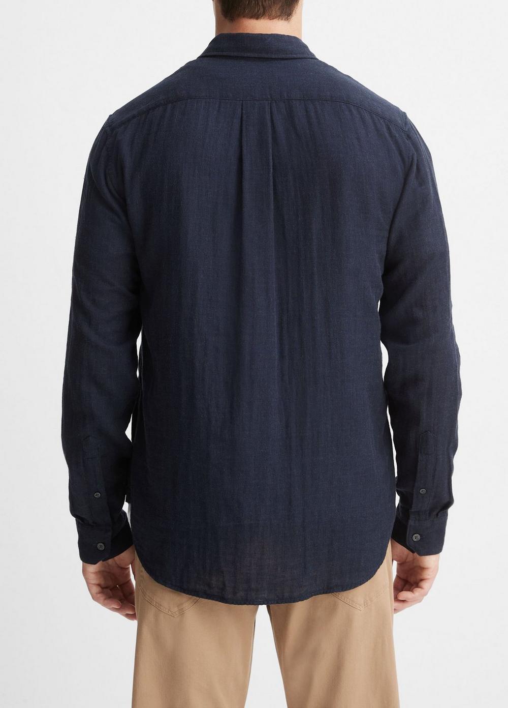 Mens Double Face Long Sleeve, Heather Coastal, Size S Vince Product Image