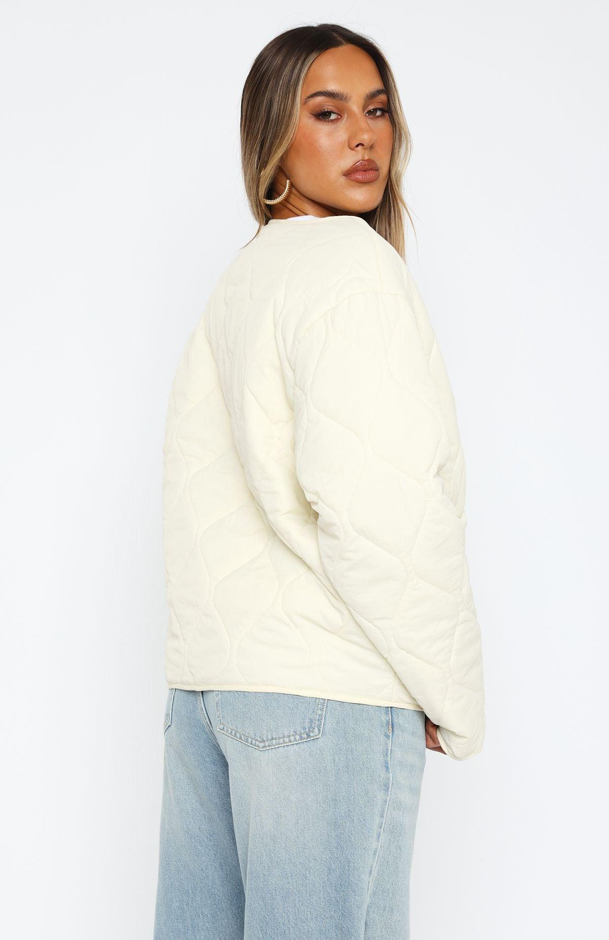 Lost At Night Quilted Jacket Cream Product Image