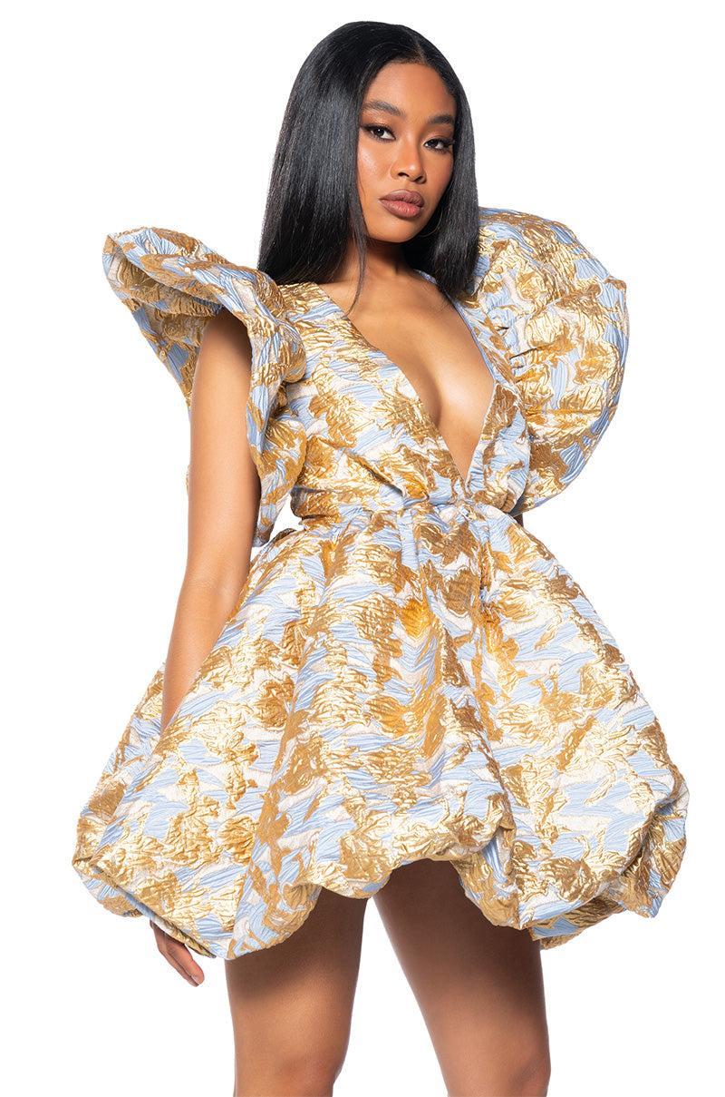 BELLE OF THE BALL BROCADE MINI DRESS Product Image