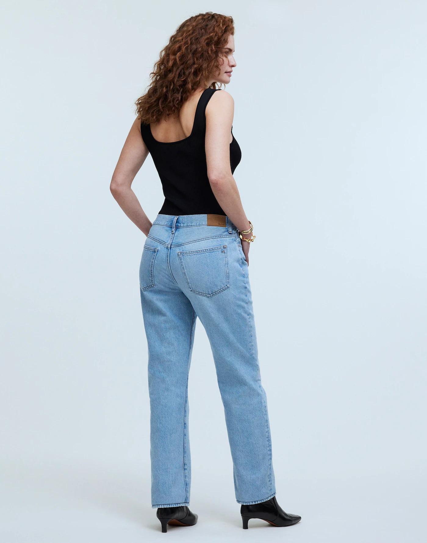 Curvy Low-Slung Straight Jeans in Sevilla Wash: Cross-Tab Edition Product Image