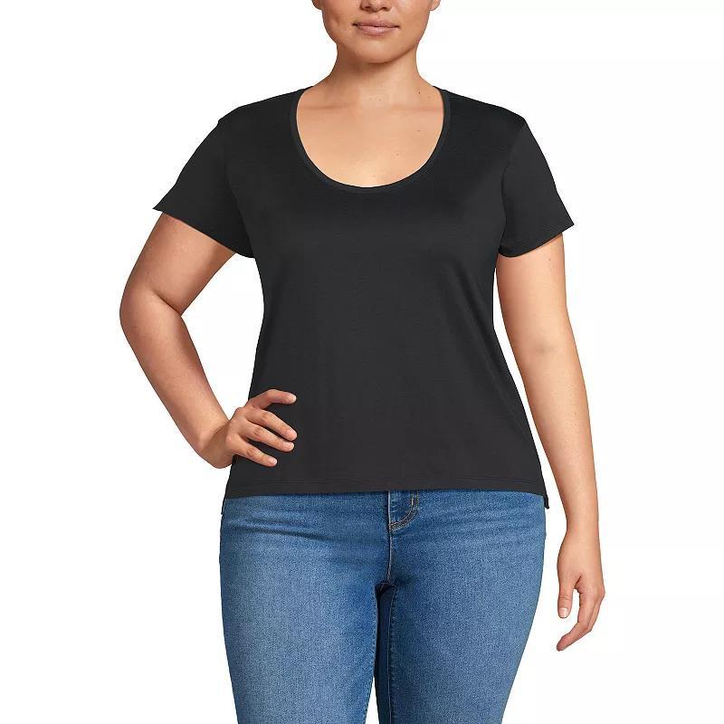 Plus Size Lands' End Short Sleeve Scoopneck T-Shirt, Women's, Size: 1XL, White Product Image
