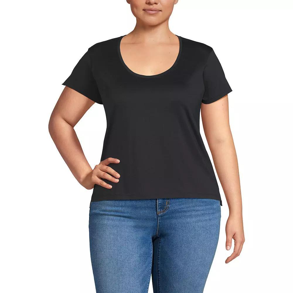 Plus Size Lands' End Short Sleeve Scoopneck T-Shirt, Women's, Size: 1XL, White Product Image