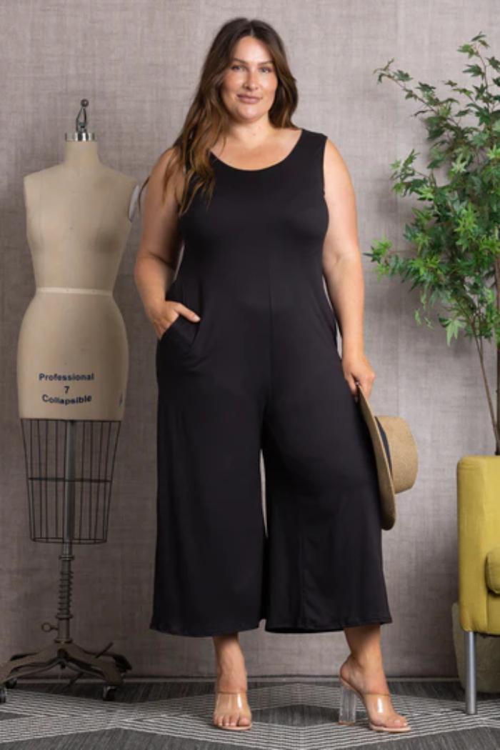 Sleeveless Wide Leg Plus Size Jumpsuit Product Image