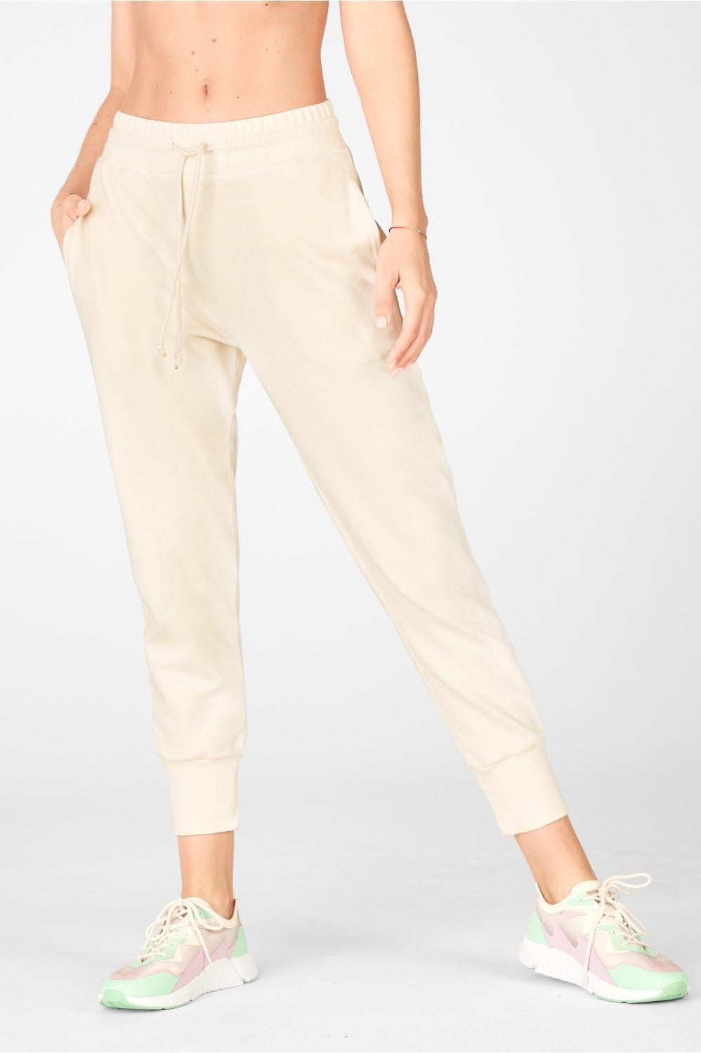 Fabletics Luxe Terry Jogger Womens Oats Size XXL Product Image