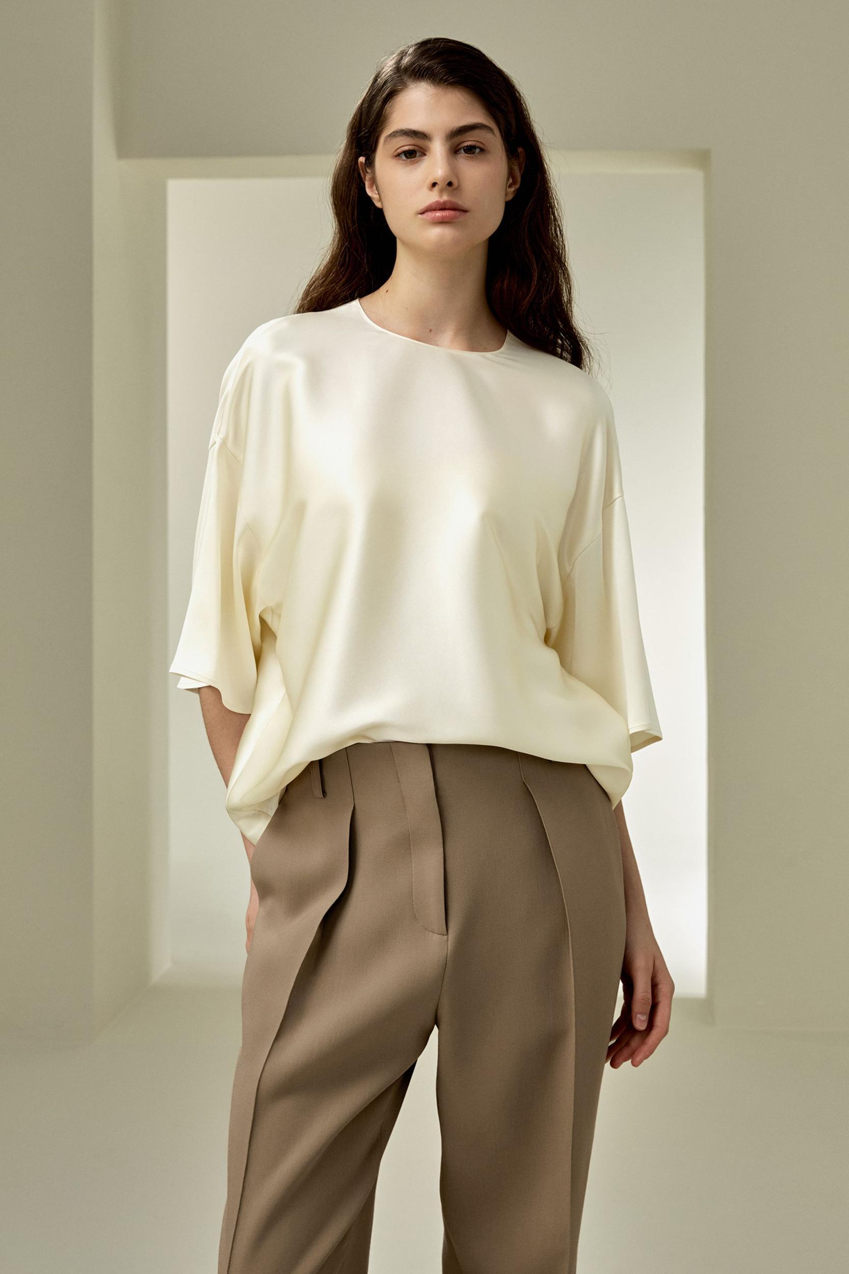 Relaxed Silk Crewneck Blouse Product Image