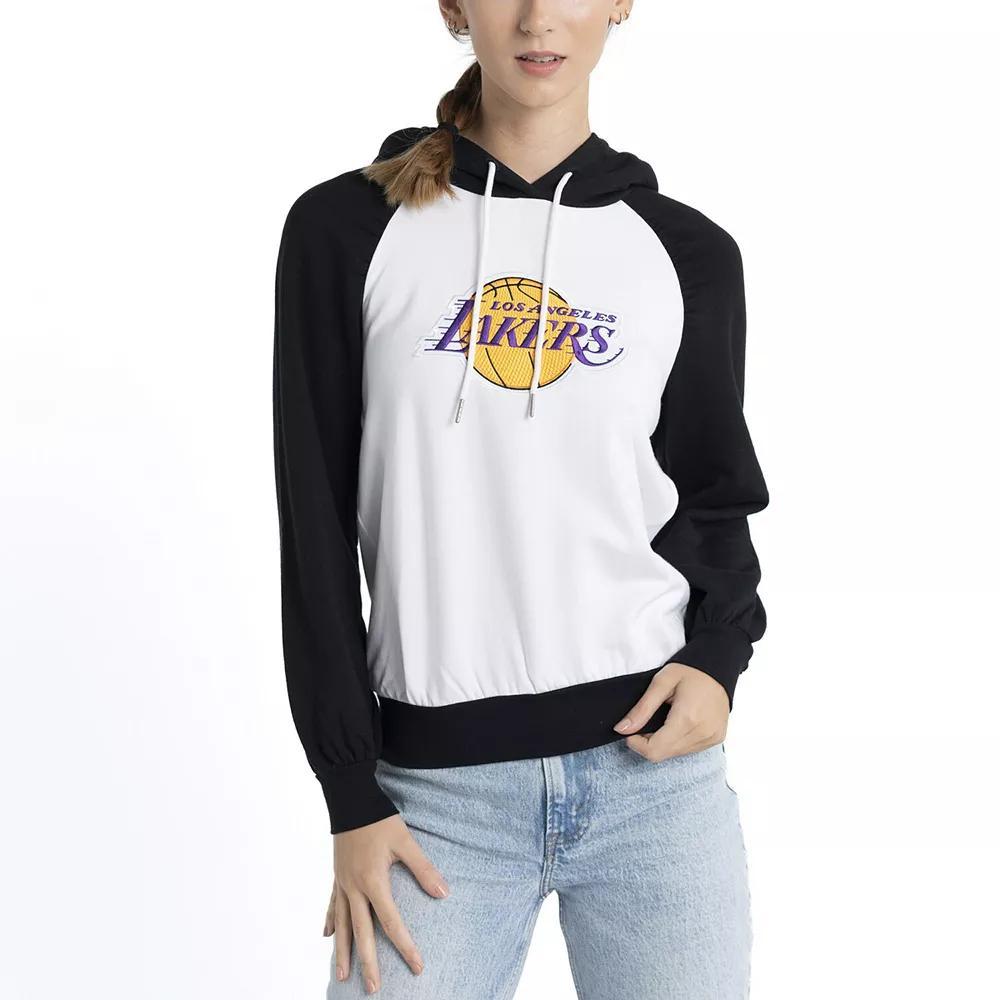 Women's Lusso White Los Angeles Lakers Marlowe Tri-Blend Raglan Pullover Hoodie, Size: Small Product Image