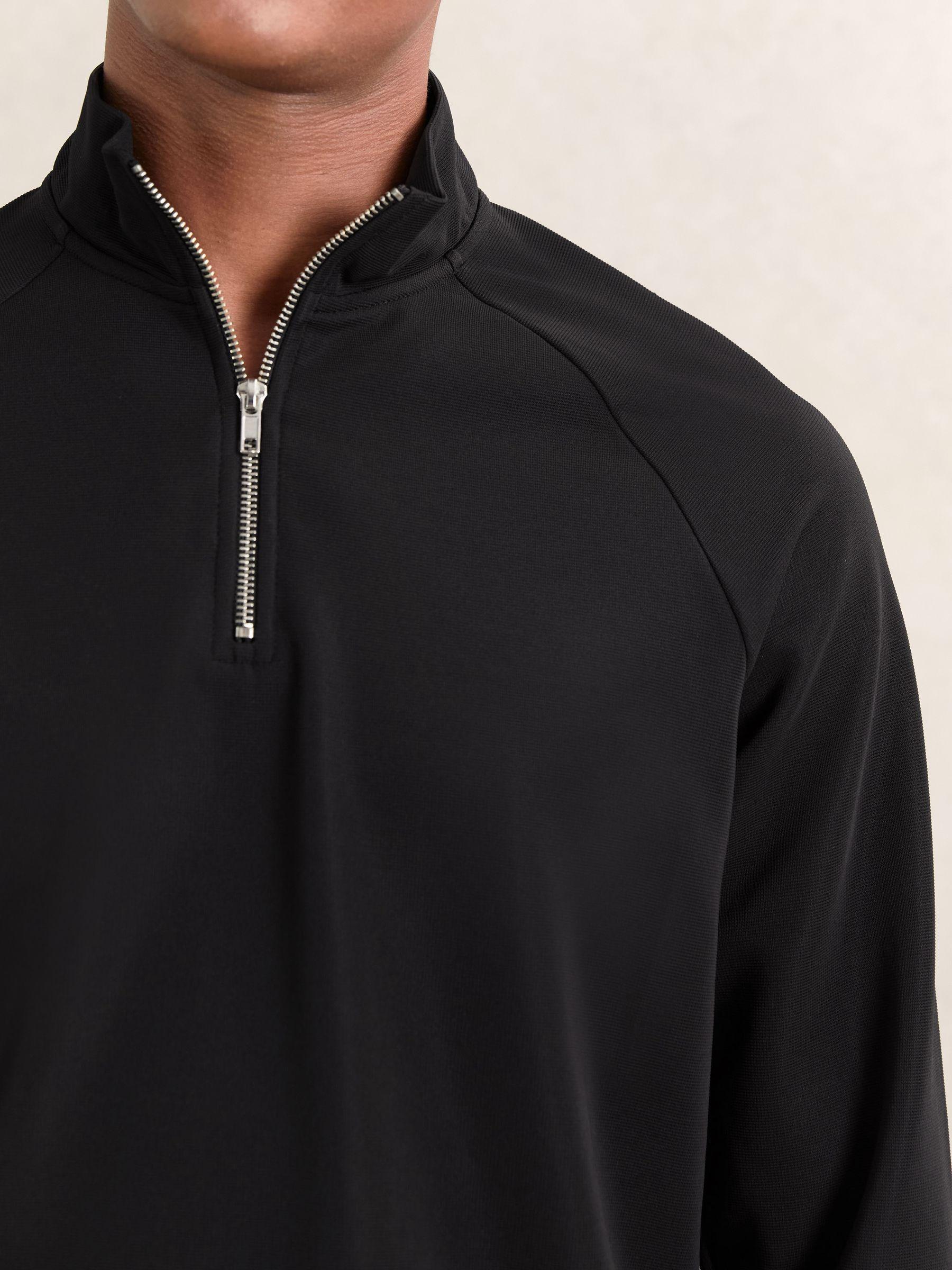 Half-Zip Funnel-Neck Sweatshirt in Black Product Image