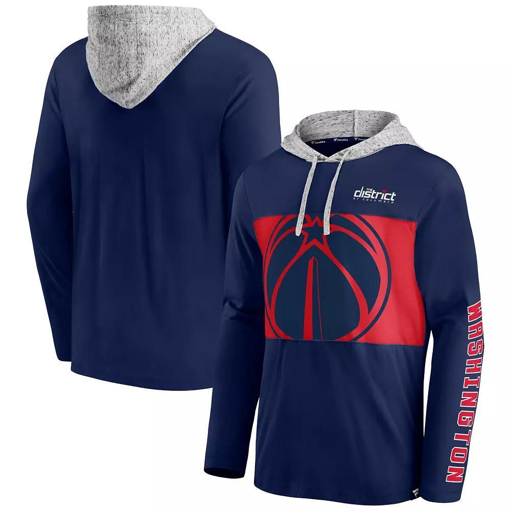 Men's Fanatics Navy/Heathered Gray Washington Wizards Block Party Pullover Hoodie,  Product Image