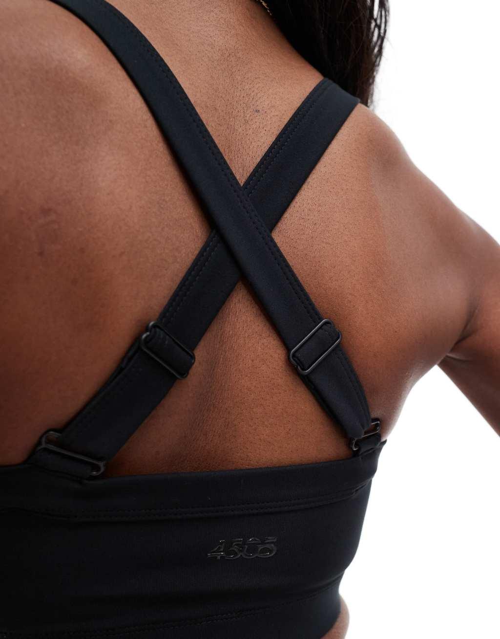 ASOS 4505 Icon medium support square neck sports bra in black Product Image