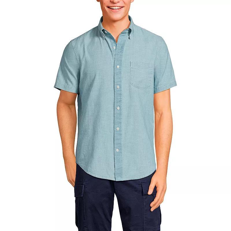 Big & Tall Lands End Traditional Fit Chambray Shirt, Mens Dark Blue Product Image