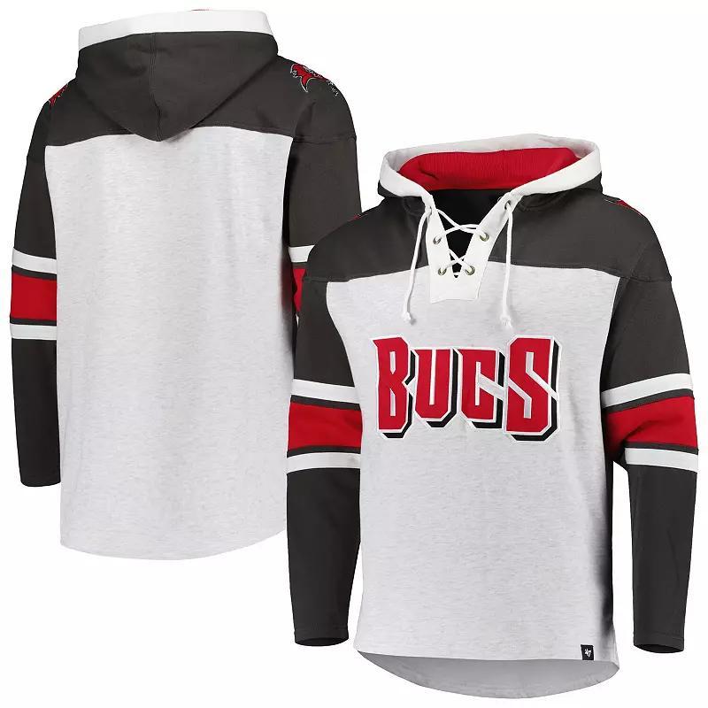 Mens 47 Tampa Bay Buccaneers Heather Gray Gridiron Lace-Up Pullover Hoodie Product Image