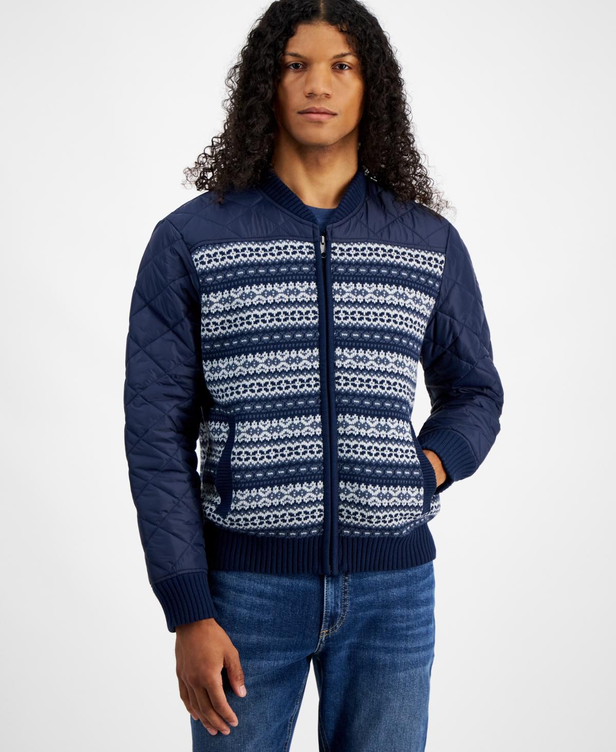 Sun + Stone Mens Fair Isle Zip-Front Sweater Jacket Product Image