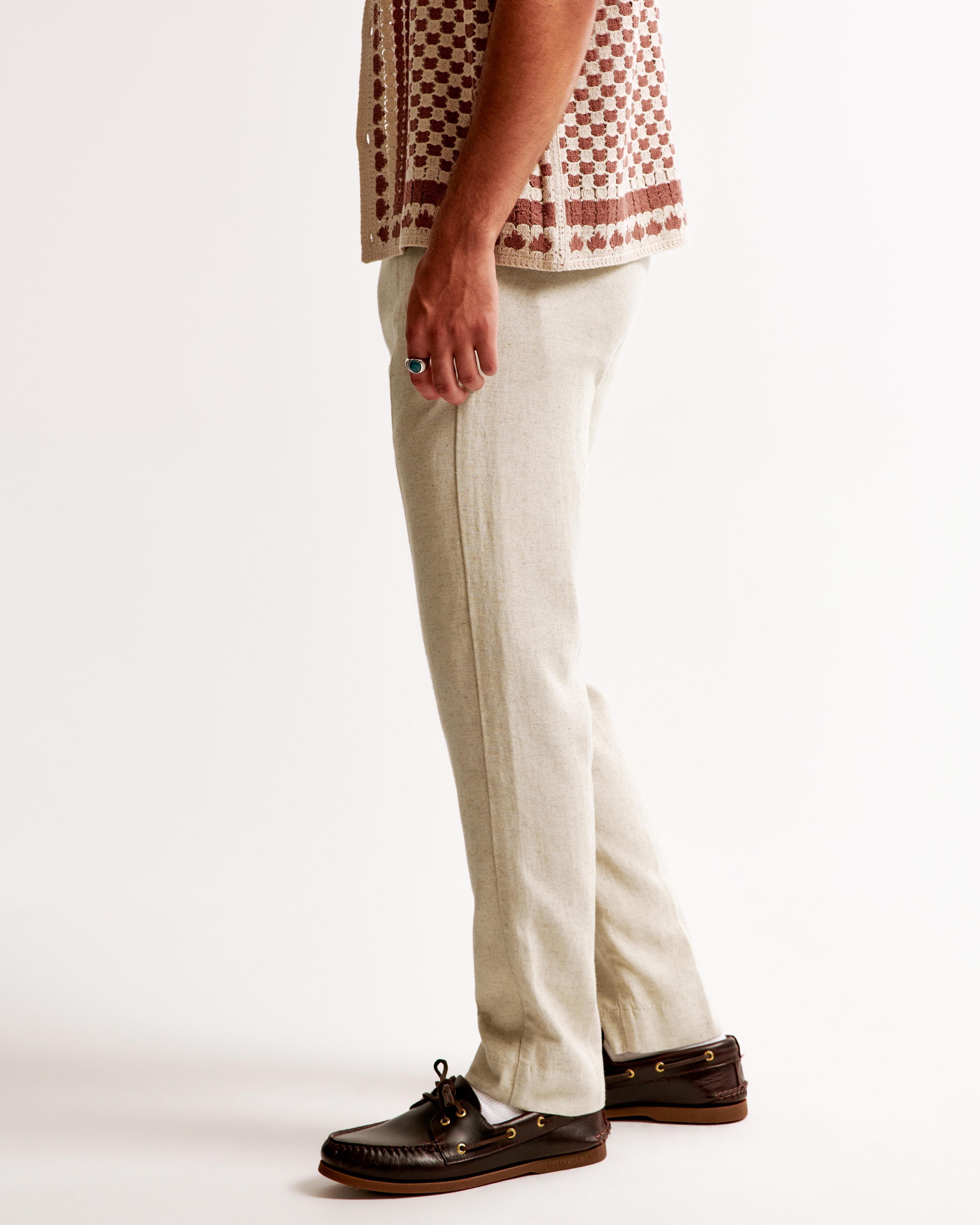 Straight Tailored Linen-Blend Fixed Waist Pant Product Image