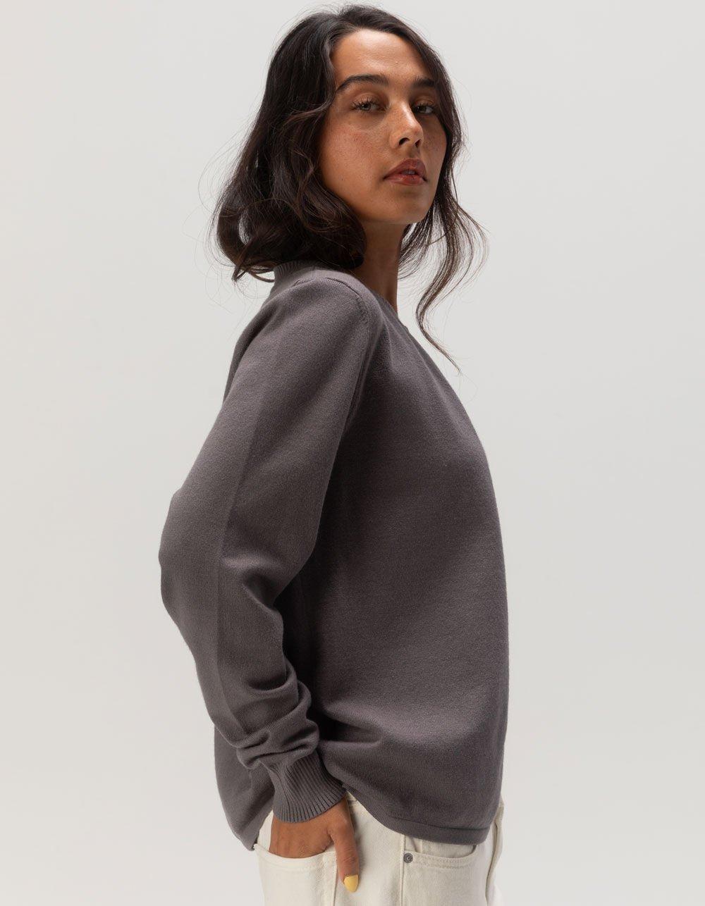 RSQ Womens Crewneck Button Cardigan - CHARCOAL Product Image