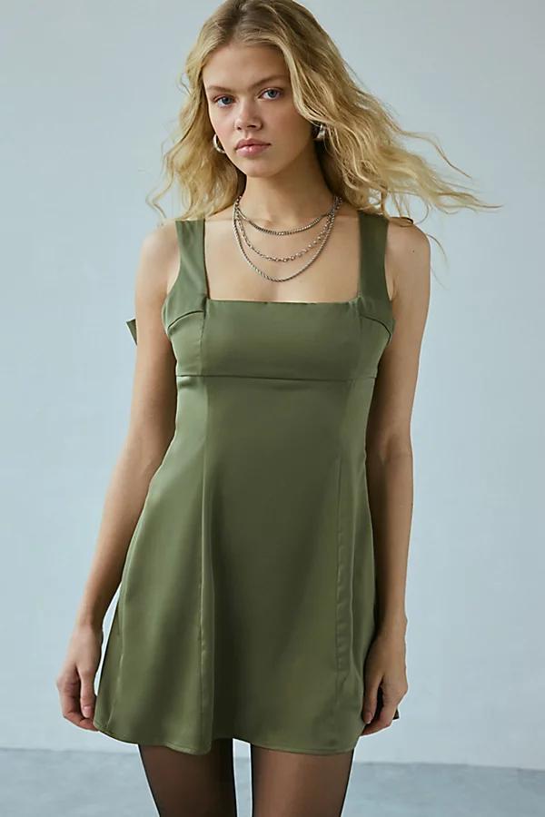 Urban Outfitters UO Bri Double Bow Satin Mini Dress Womens at Urban Outfitters Product Image