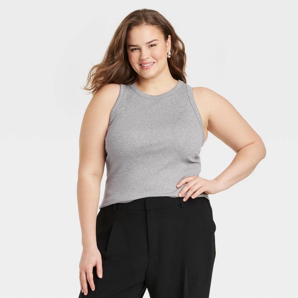 Womens Slim Fit Cropped Ribbed Tank Top - A New Day 4X Product Image