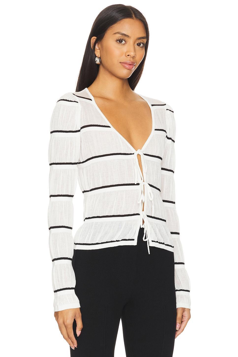 Lovers and Friends Tanya Cardigan in Cream & Black Stripe Product Image