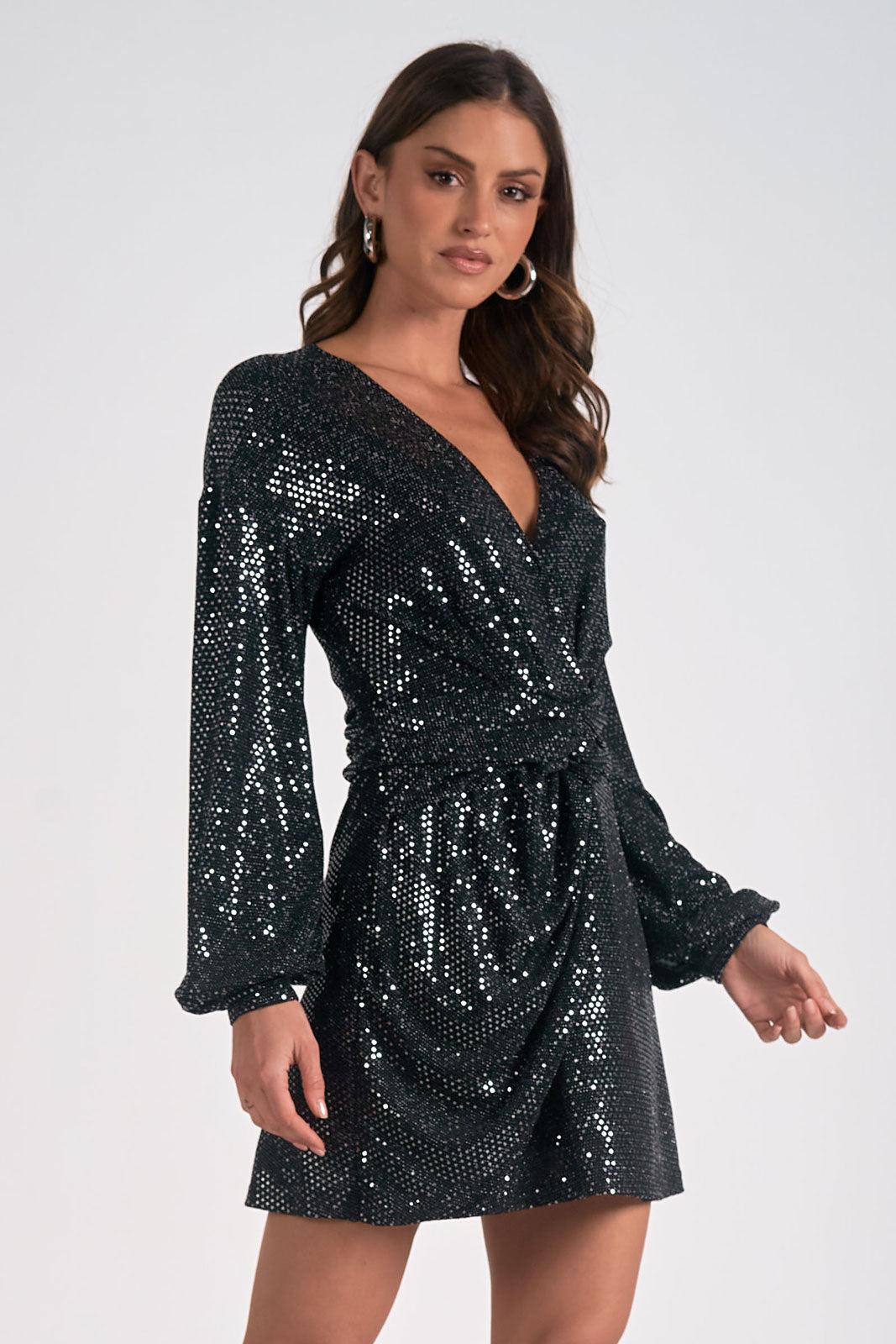 Sequin Wrap Dress Product Image