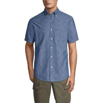 Big & Tall Lands End Traditional Fit Chambray Shirt, Mens Dark Blue Product Image