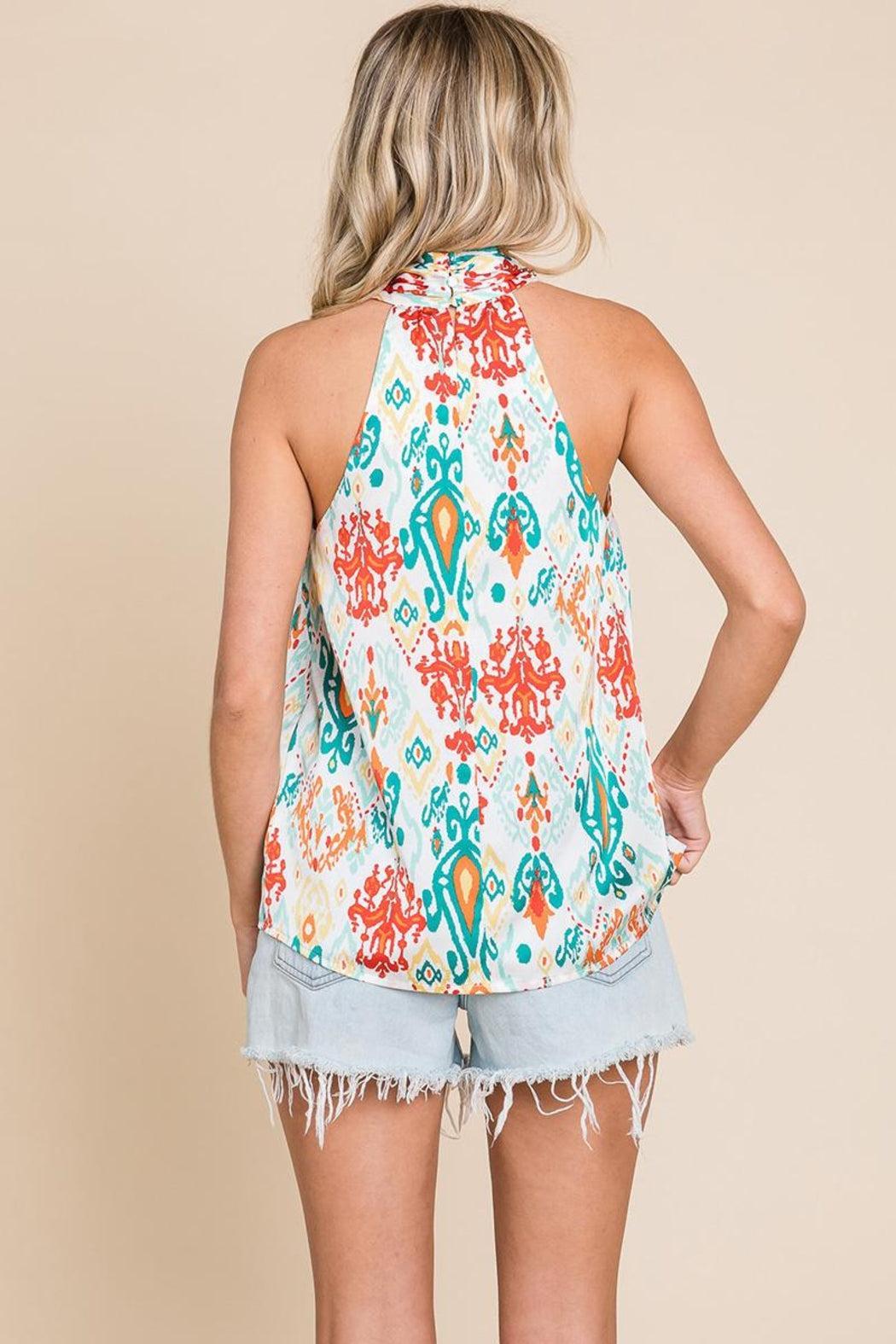 Twisted Halter Neck Printed Top Product Image