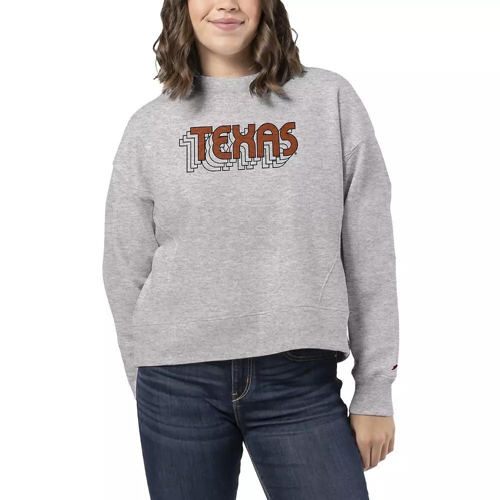 Women's League Collegiate Wear Ash Texas Longhorns Boxy Pullover Sweatshirt,  Product Image