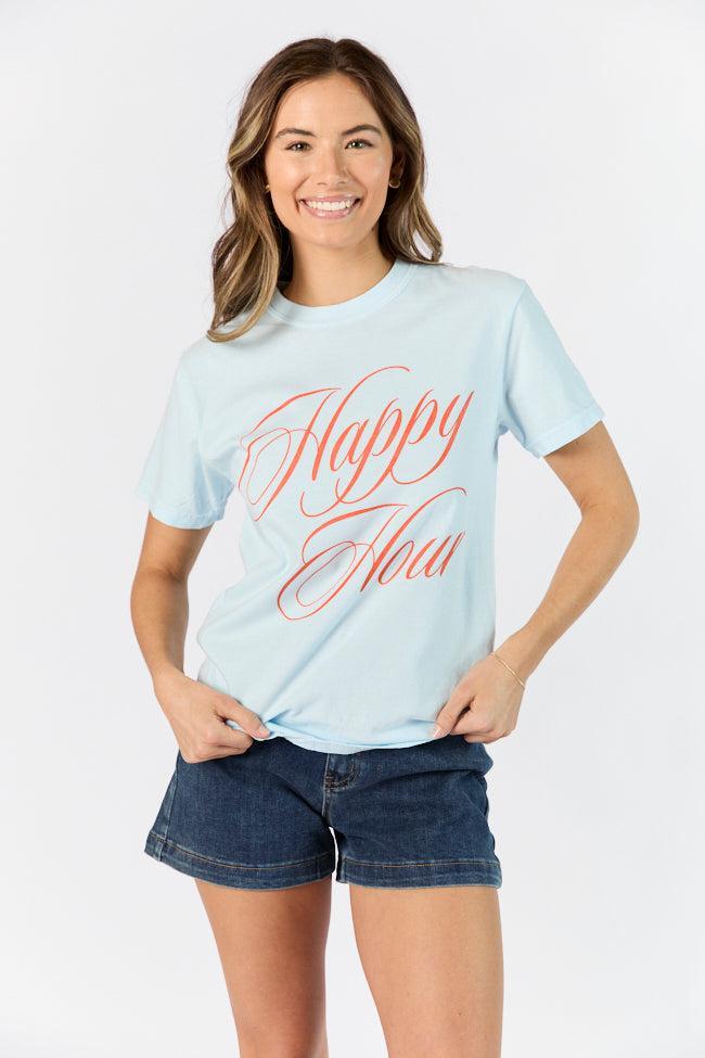 Happy Hour Chambray Comfort Color Graphic Tee SALE Product Image