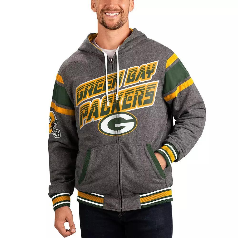 Men's G-III Sports by Carl Banks Green/Gray Green Bay Packers Extreme Full Back Reversible Hoodie Full-Zip Jacket,  Product Image