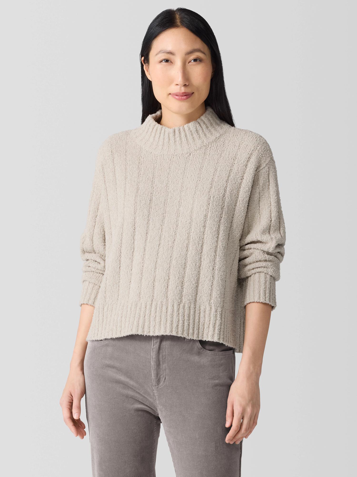 EILEEN FISHER Cotton Fluff Rib Turtleneck Topfemale Product Image