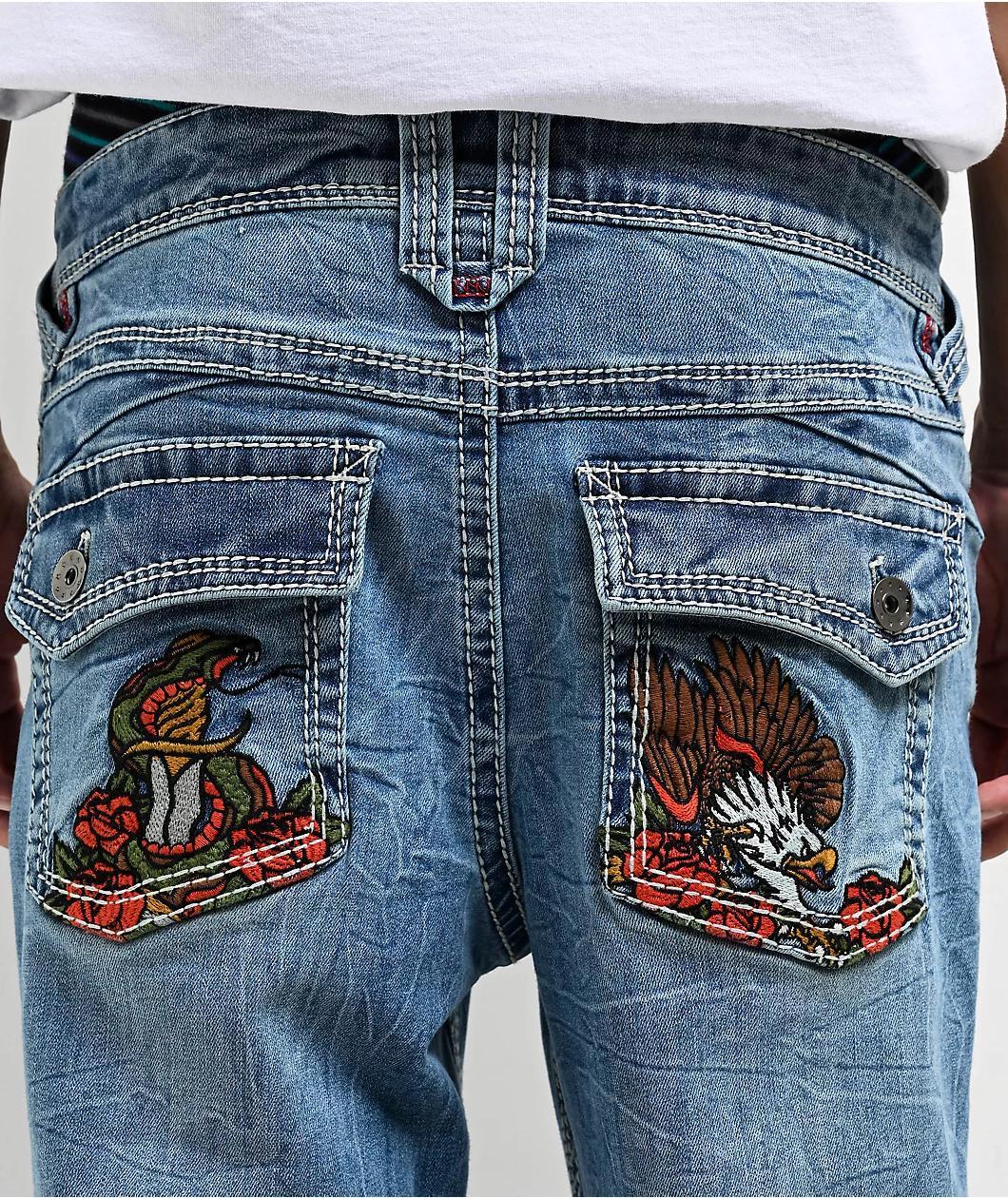 Ninth Hall Eagle Signal Fracture Stacked Flare Jeans Product Image