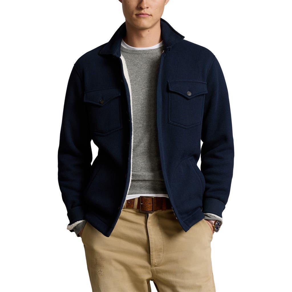 Men's Waffle-knit Shirt Jacket In Aviator Navy Product Image