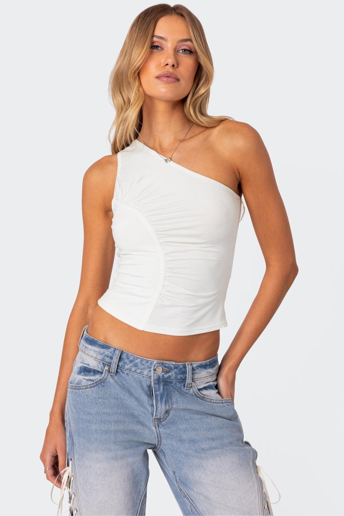 Ivy Ruched One Shoulder Top Product Image