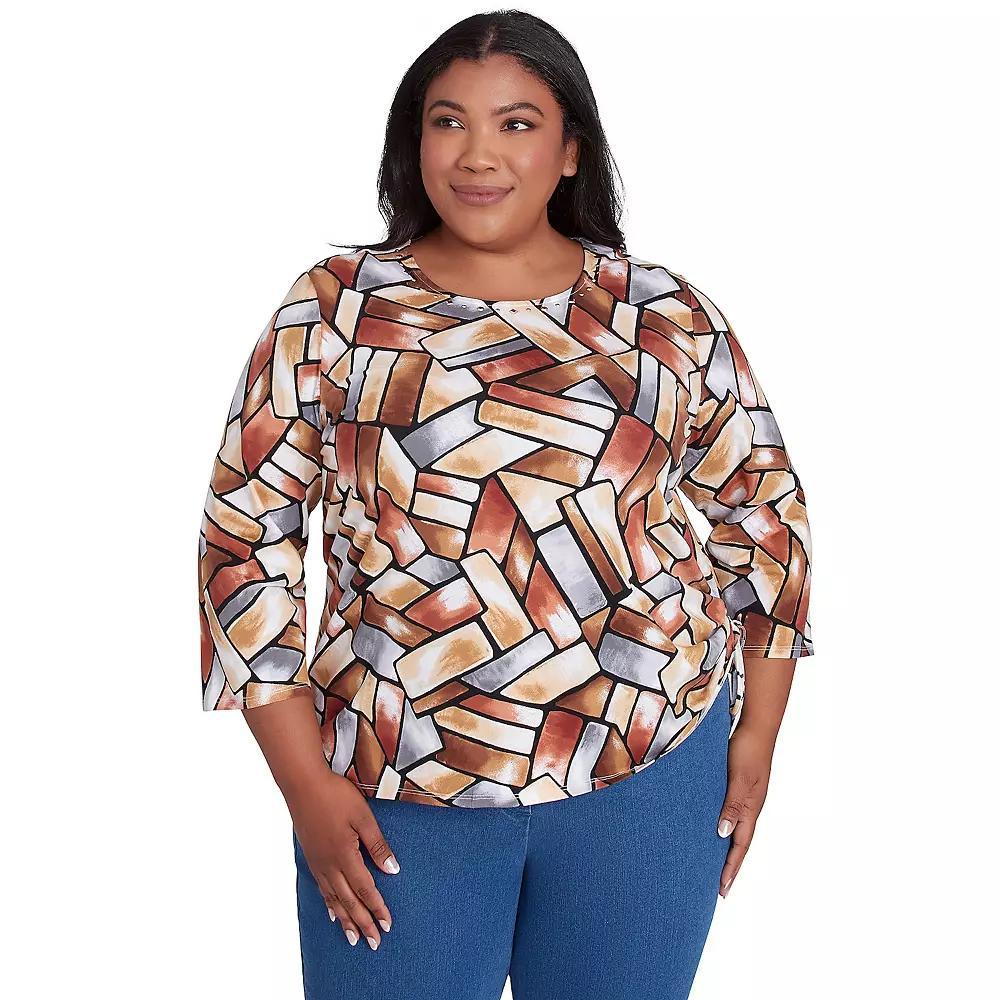 Plus Size Alfred Dunner Color Block Short Sleeve Tee, Women's, Size: 1XL, Multi Neutral Product Image