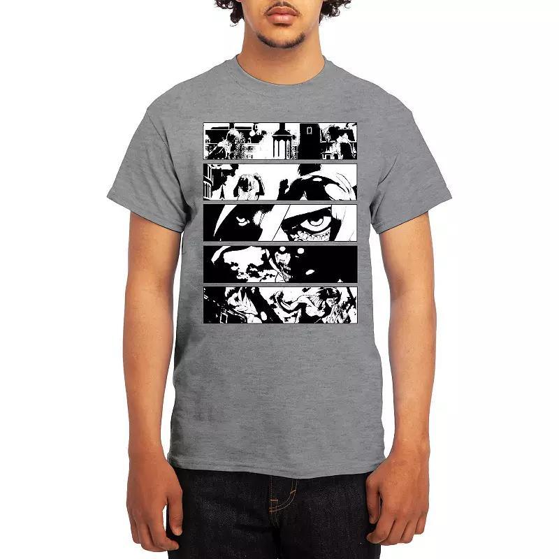 Men's Attack on Titan Black & White Battle Layout Tee, Size: Small, Grey Product Image