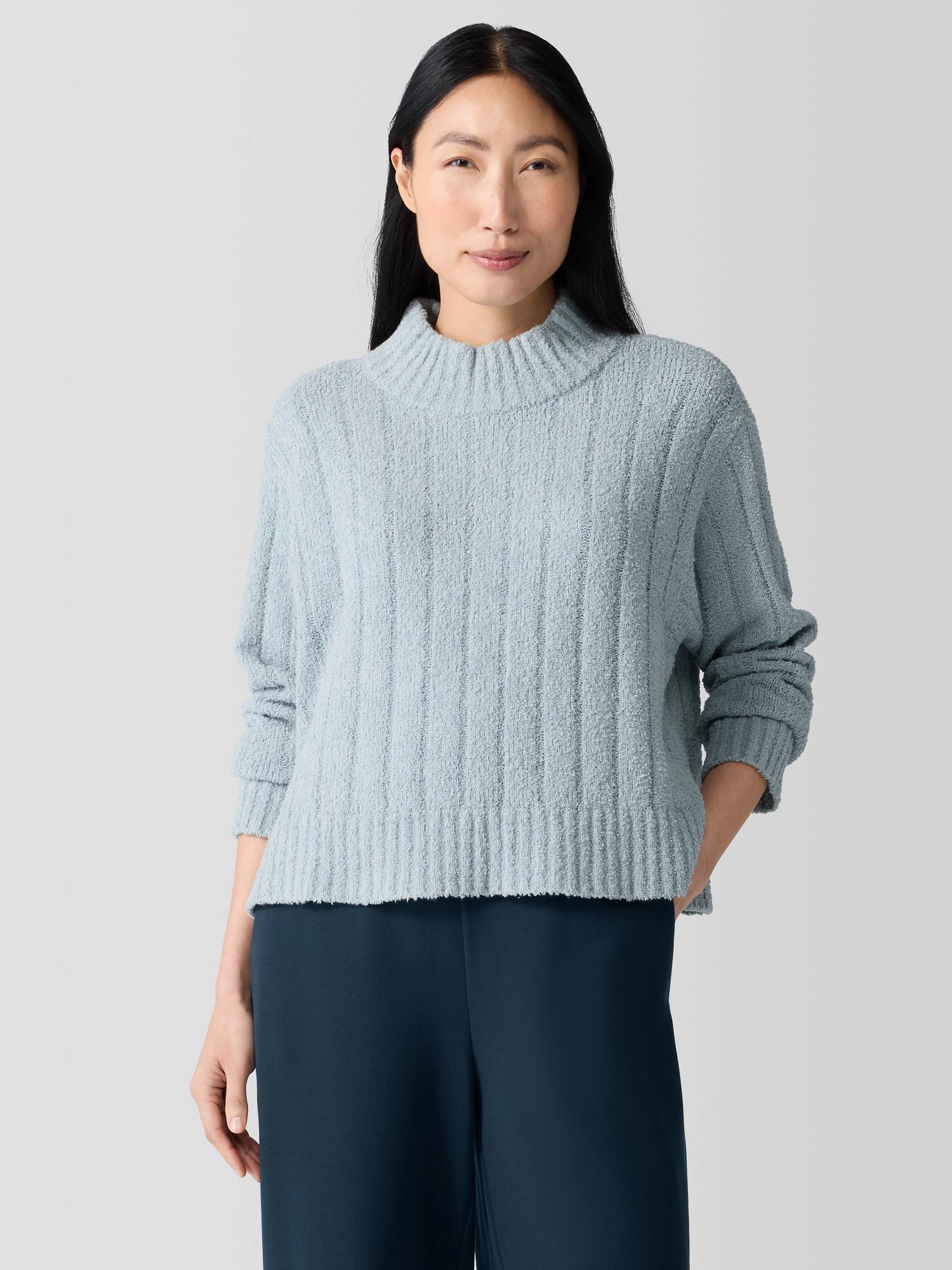 EILEEN FISHER Cotton Fluff Rib Turtleneck Topfemale Product Image