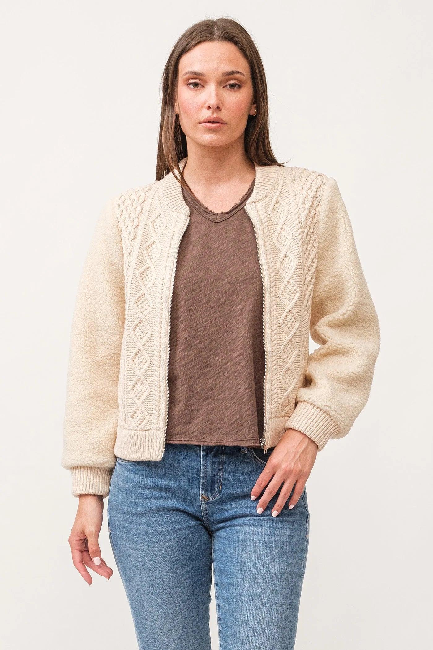 Erla Zip Front Cable Knit Jacket Product Image