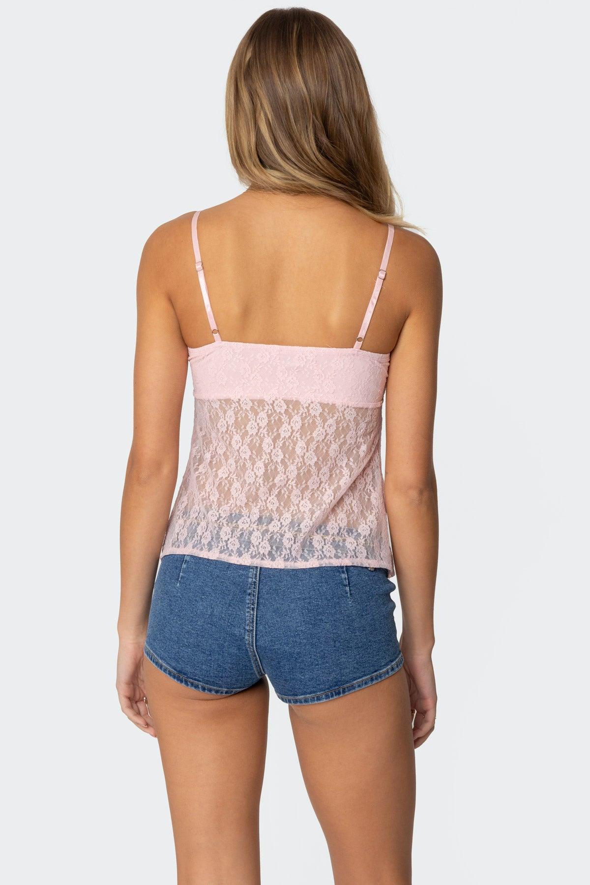 Priya Sheer Lace Split Front Top Product Image