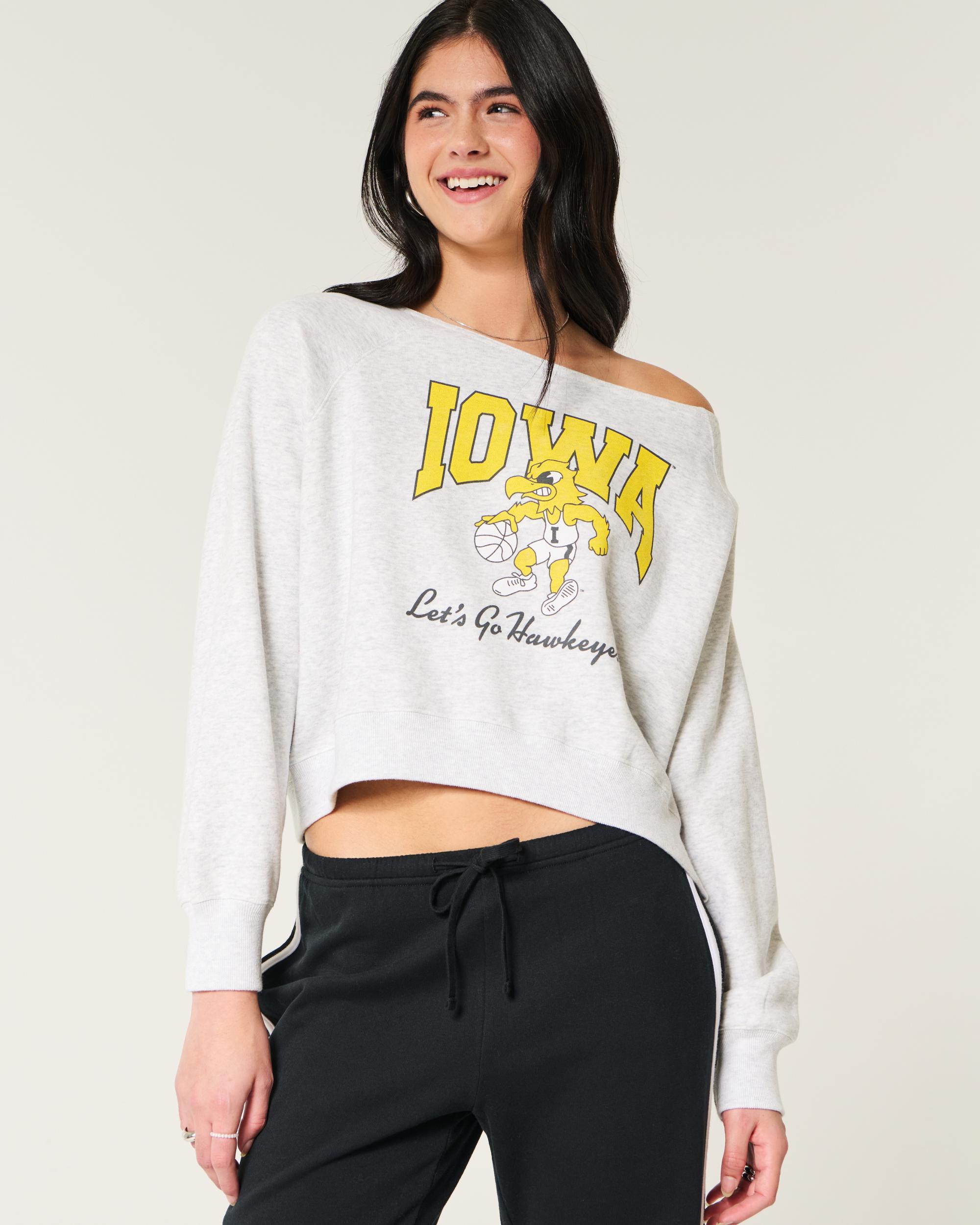Easy Off-the-Shoulder Indiana University Graphic Sweatshirt Product Image