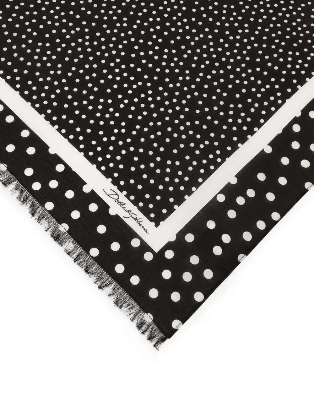 DOLCE & GABBANA Polka Dot-print Cotton Sarong In Black Product Image