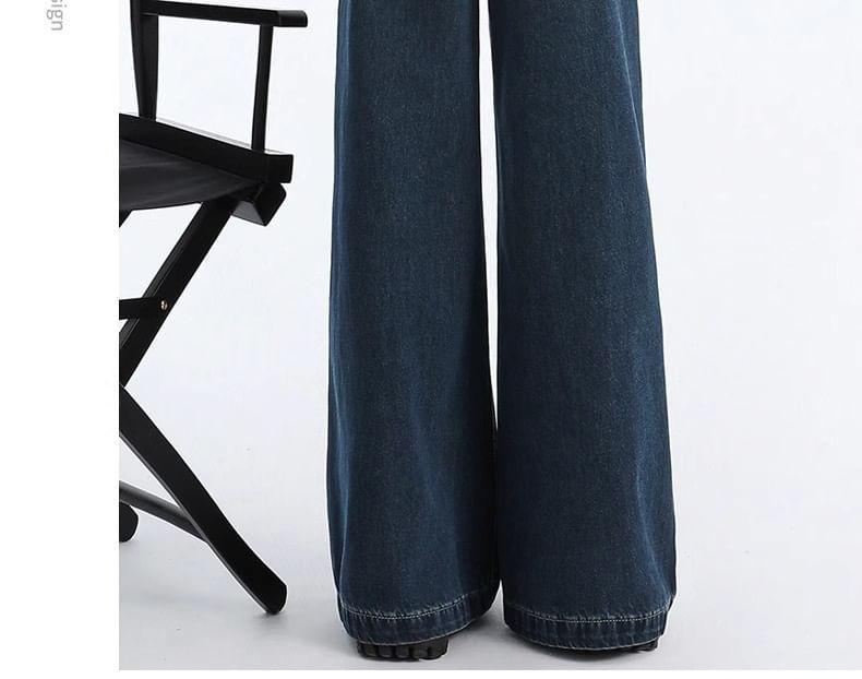 High Waist Washed Wide Leg Jeans Product Image