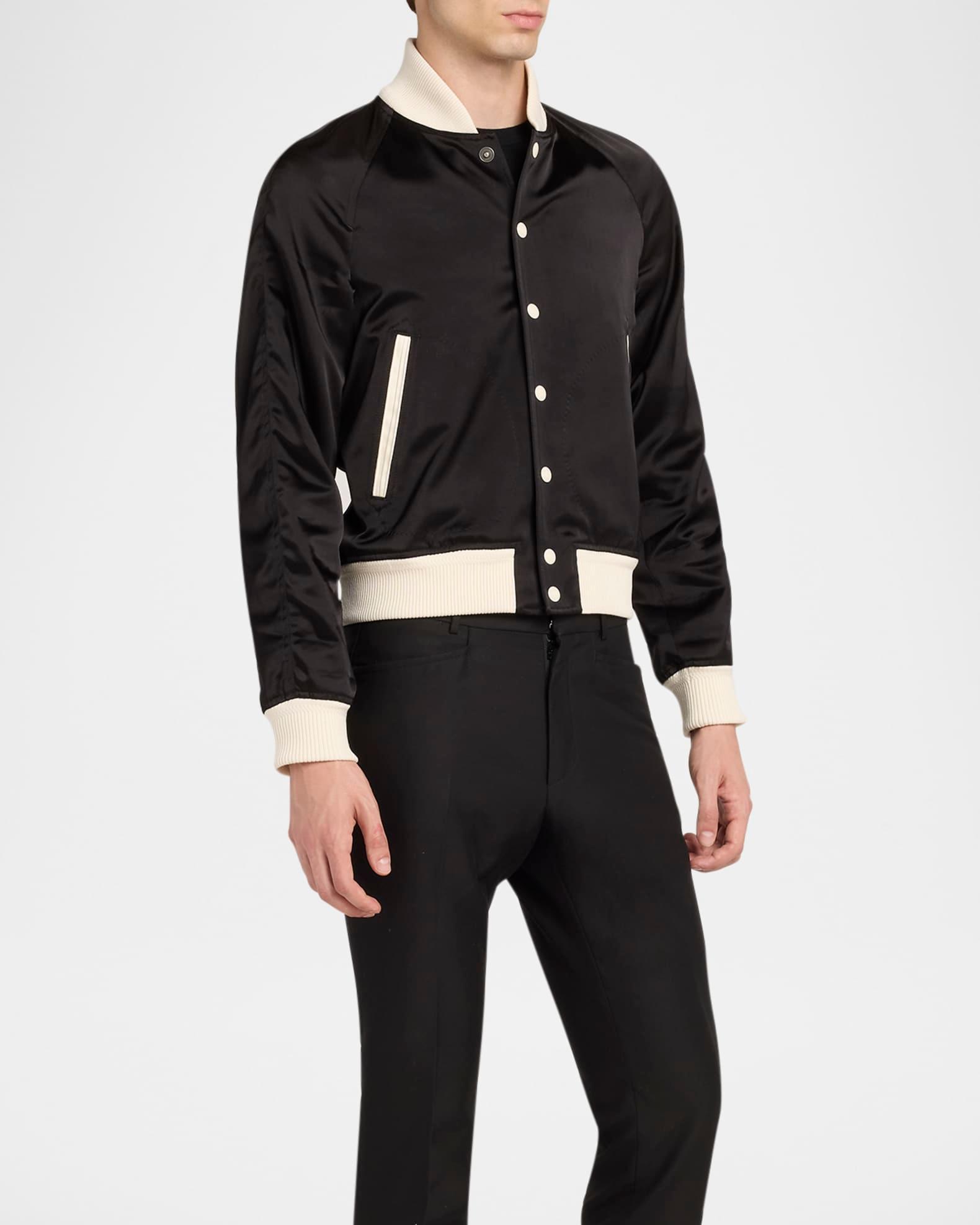 Men's Satin Snap-Front Bomber Jacket Product Image