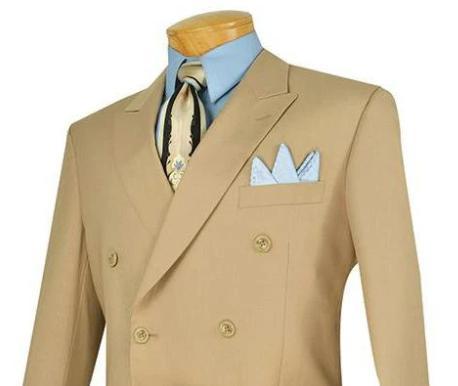 Ramses Collection - Beige Regular Fit Double Breasted 2 Piece Suit with Flexible Elastic Waistband Product Image