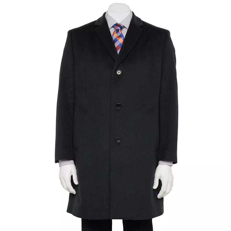 Mens Jean-Paul Germain Classic-Fit Jeffrey 38-inch Wool-Blend Topcoat Grey Product Image