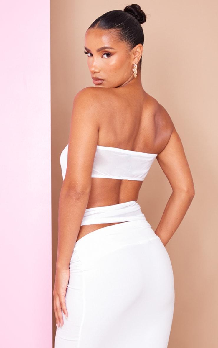 White Mesh Wiring Detail Crop Top Product Image