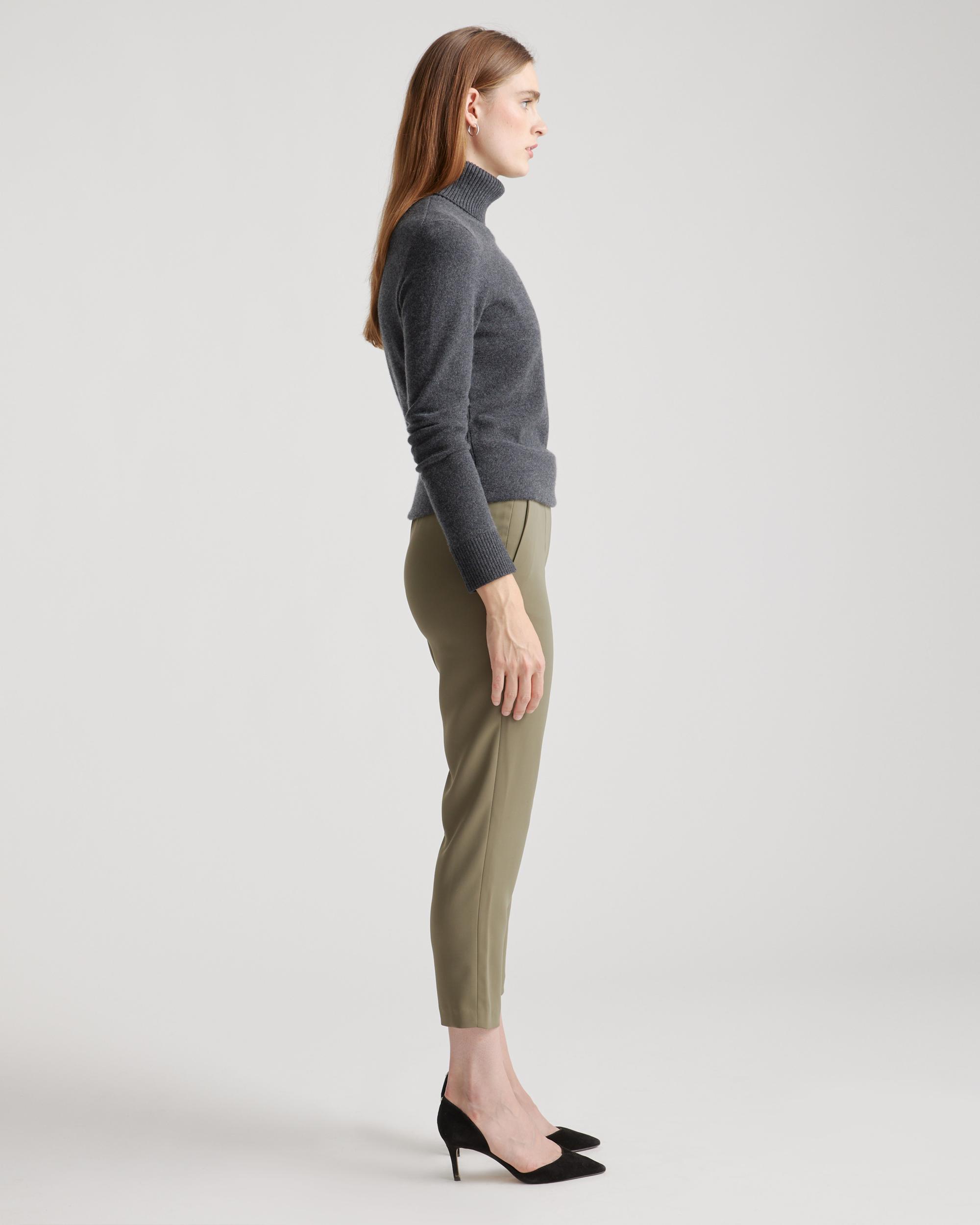 Quince | Women's Stretch Crepe Pleated Ankle Pants Recycled Polyester / Spandex Product Image