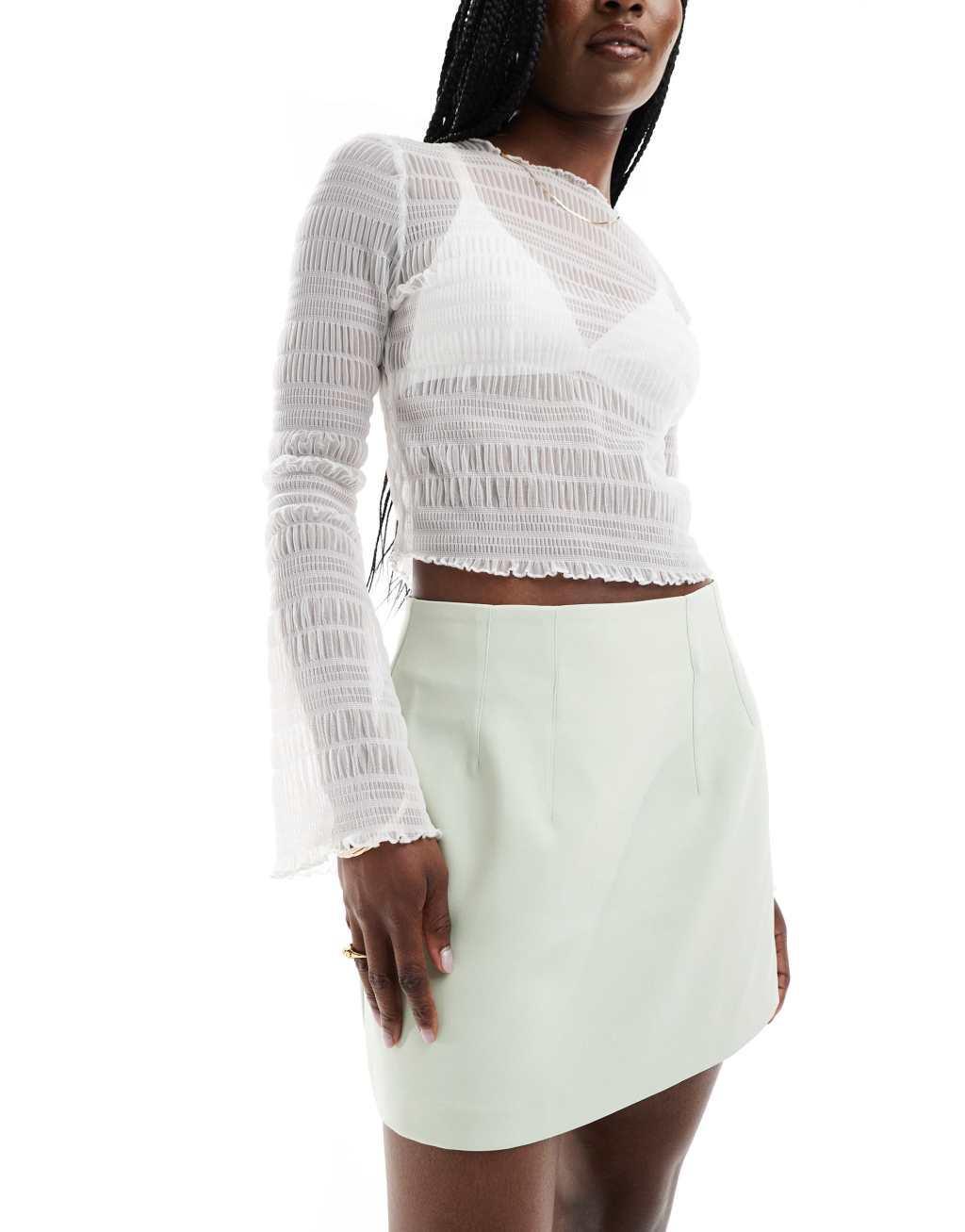 ASOS DESIGN tailored high waist mini skirt in seafoam blue Product Image