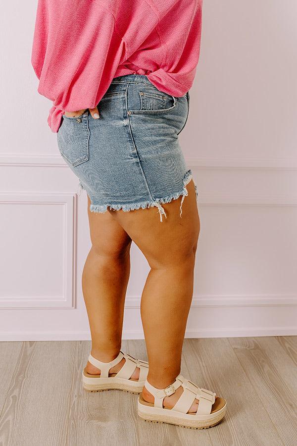 The Hazel Midrise Frayed Shorts Curves Product Image