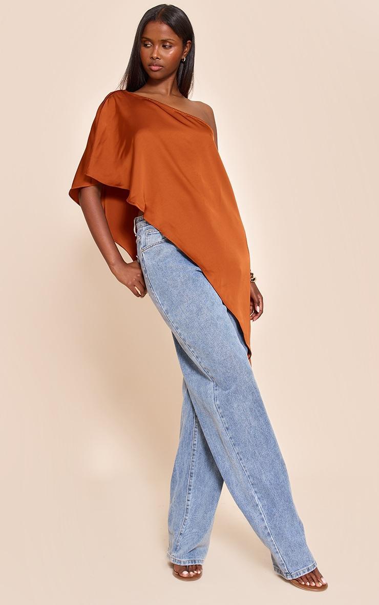 Burnt Orange Satin Floaty Long Top Product Image